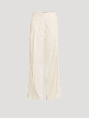 Double-Pleated Wide-Leg Trousers
