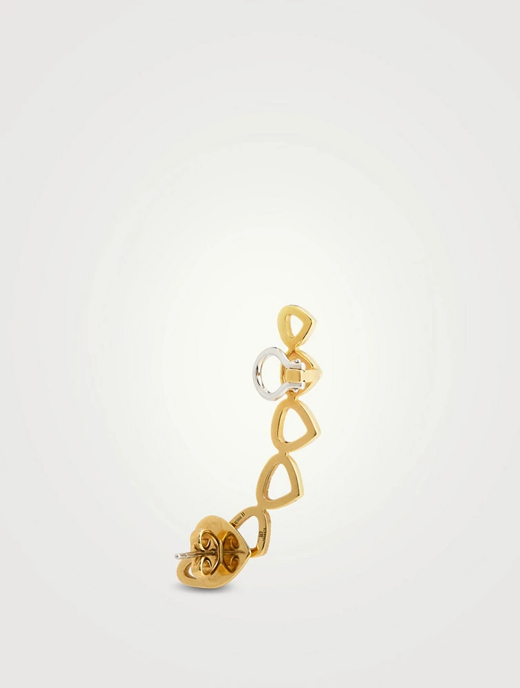 Trina 18K Gold Climber Earrings With Pavé Diamonds