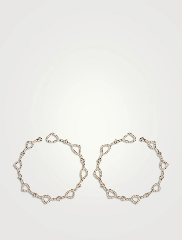 Trina 18K Gold Hoop Earrings With Pavé Diamonds