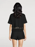 Lace-Trimmed Cropped T-Shirt