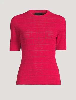 4G Jacquard Short-Sleeve Sweater