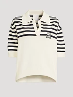 Stripe Jacquard Polo Sweater