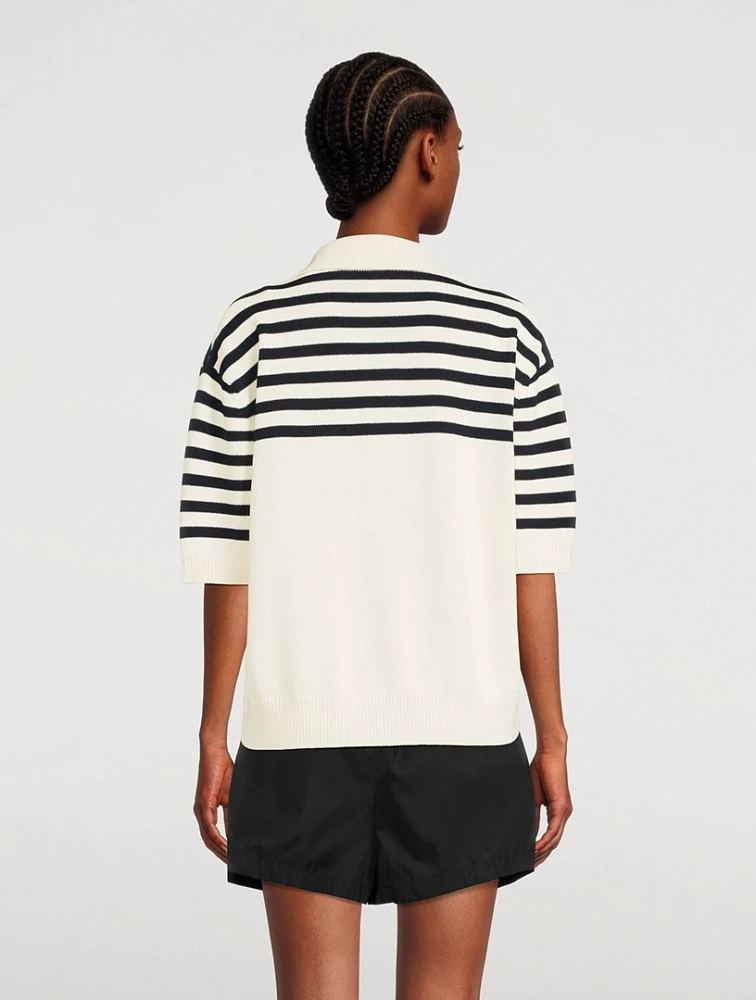 Stripe Jacquard Polo Sweater