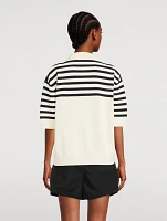 Stripe Jacquard Polo Sweater