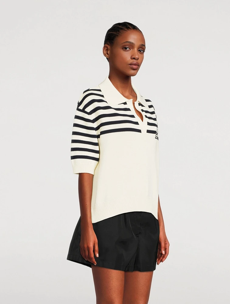 Stripe Jacquard Polo Sweater