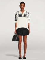 Stripe Jacquard Polo Sweater