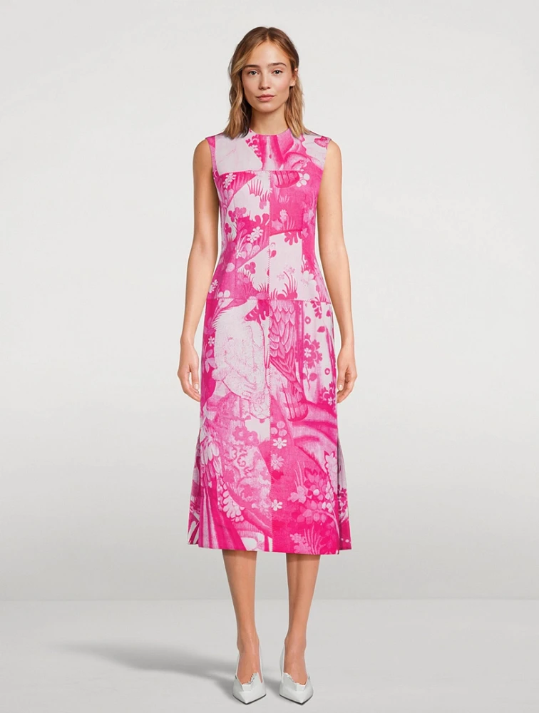 Faille Midi Dress Tapestry Print