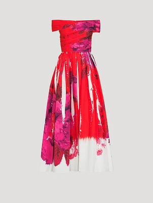 Off-The-Shoulder Cocktail Dress In Cavendish Rose Print