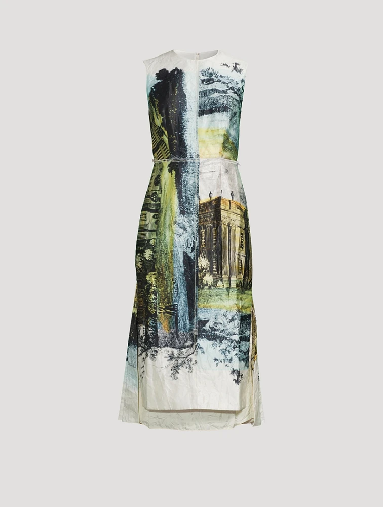 Satin Midi Dress Countryside Print