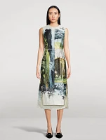 Satin Midi Dress Countryside Print