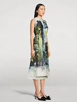 Satin Midi Dress Countryside Print