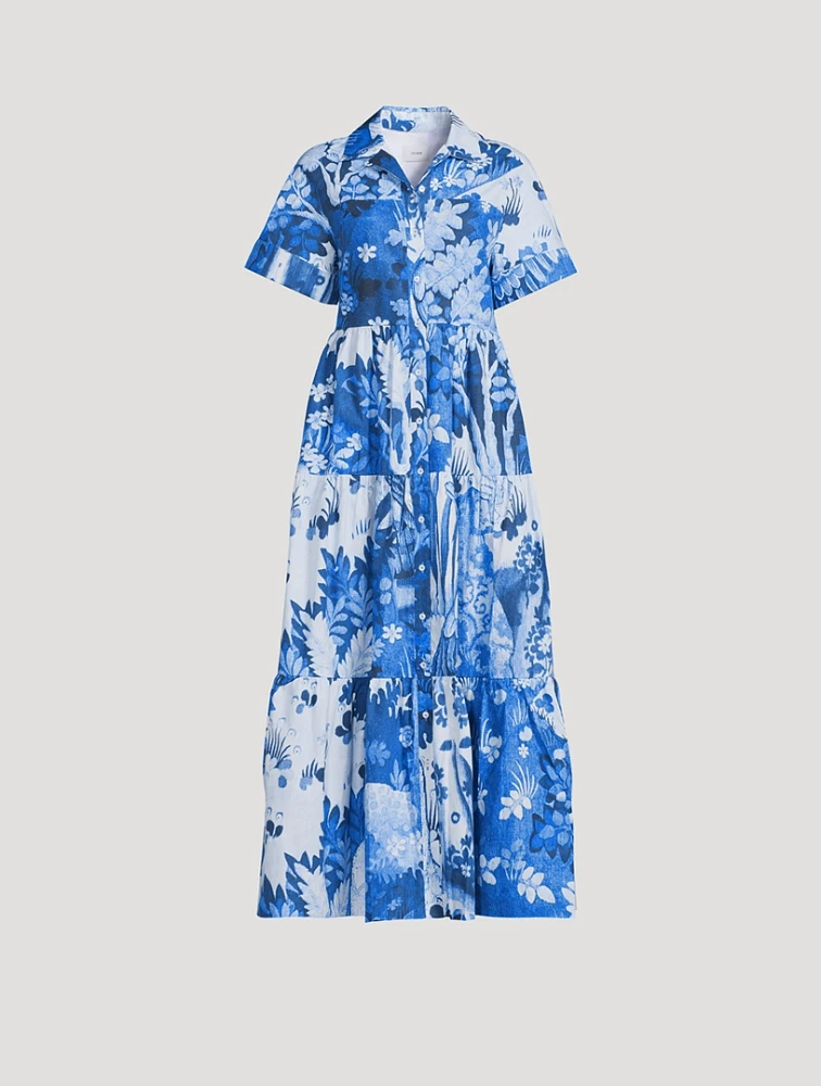 Poplin Shirt Dress Tapestry Print