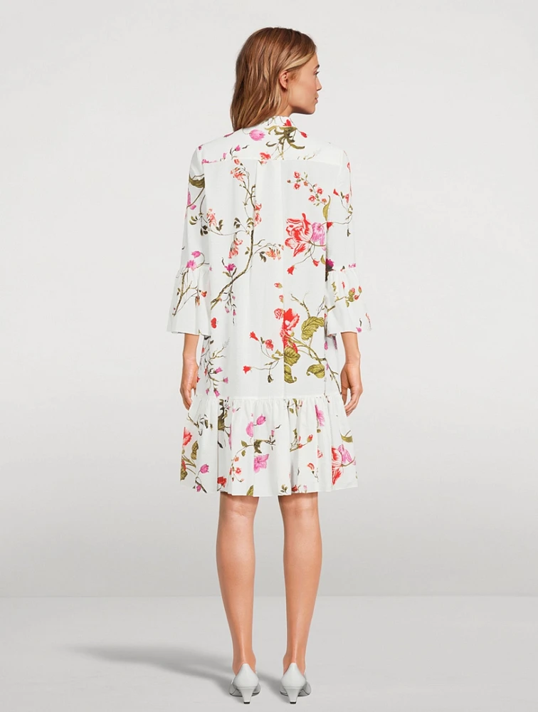 Seersucker Shirt Dress Floral Print