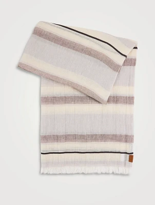 Linen Scarf In Stripe Print