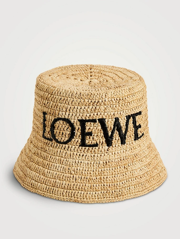 Raffia Bucket Hat With Logo