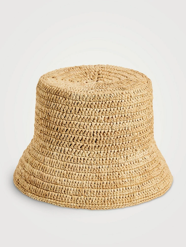 Raffia Bucket Hat With Logo