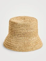 Raffia Bucket Hat With Logo