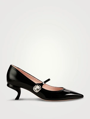 Virgule Patent Leather Mary Jane Pumps