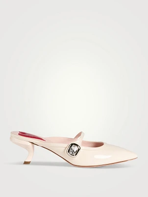 Virgule Patent Leather Mary Jane Mules