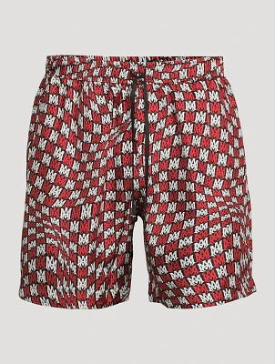 Silk Shorts Wavy Logo Print