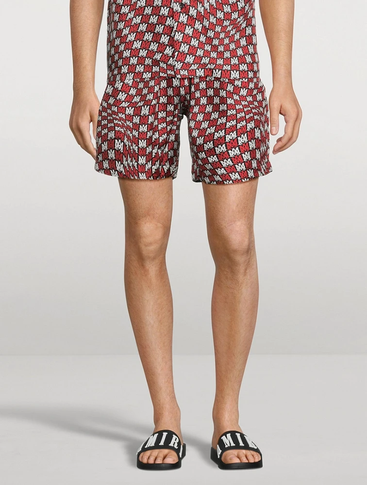 Silk Shorts Wavy Logo Print