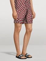 Silk Shorts Wavy Logo Print