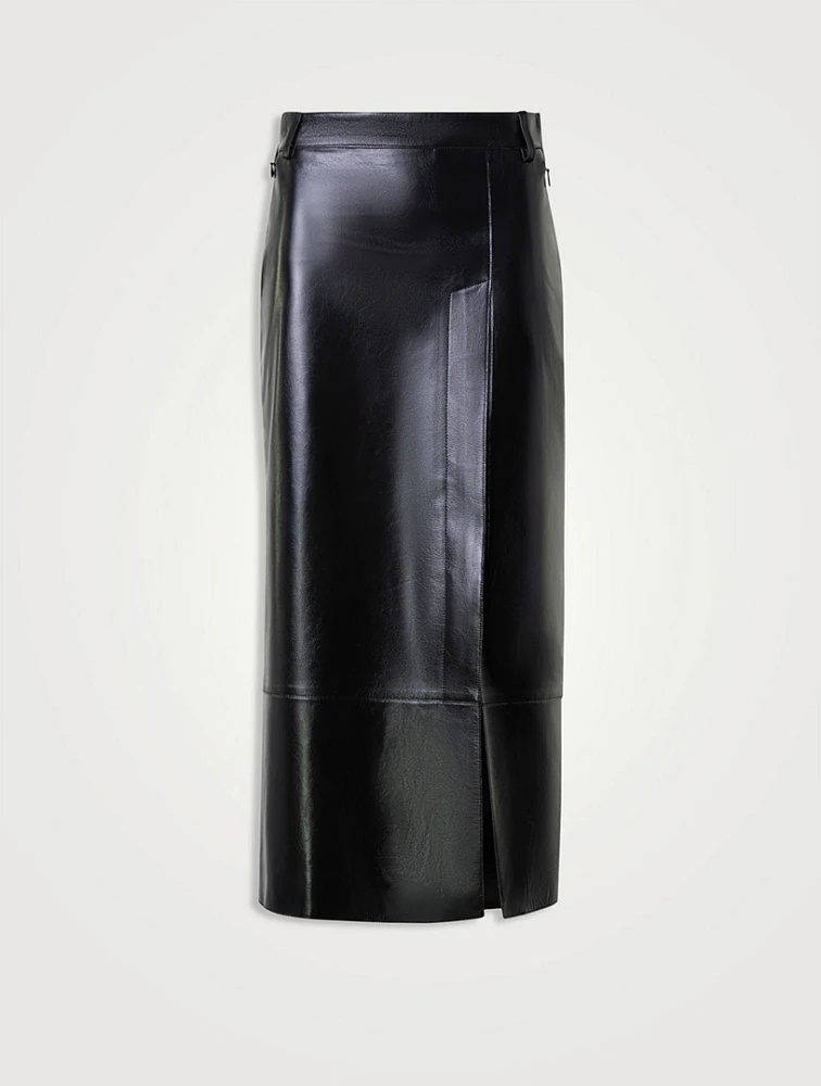 Lacquered Nappa Leather Pencil Skirt