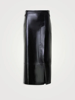 Lacquered Nappa Leather Pencil Skirt