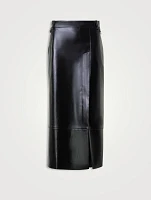 Lacquered Nappa Leather Pencil Skirt