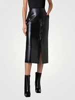 Lacquered Nappa Leather Pencil Skirt