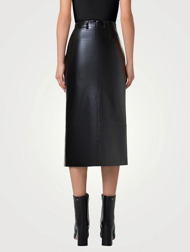 Lacquered Nappa Leather Pencil Skirt