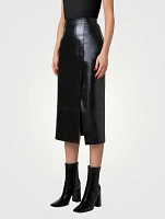 Lacquered Nappa Leather Pencil Skirt
