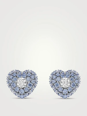 Hyperbola Crystal Heart Stud Earrings