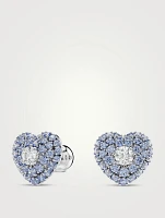 Hyperbola Crystal Heart Stud Earrings