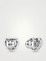 Hyperbola Crystal Heart Stud Earrings