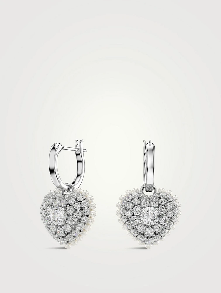 Hyperbola Crystal Heart Huggie Hoop Earrings