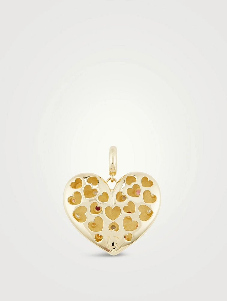 Paulette 14K Yellow Gold Heart Pendant With Semi-Precious Stones