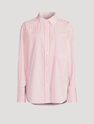 Oversized Poplin Shirt Stripe Print