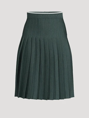 Tipping Wool Silk Pleated Midi Skirt