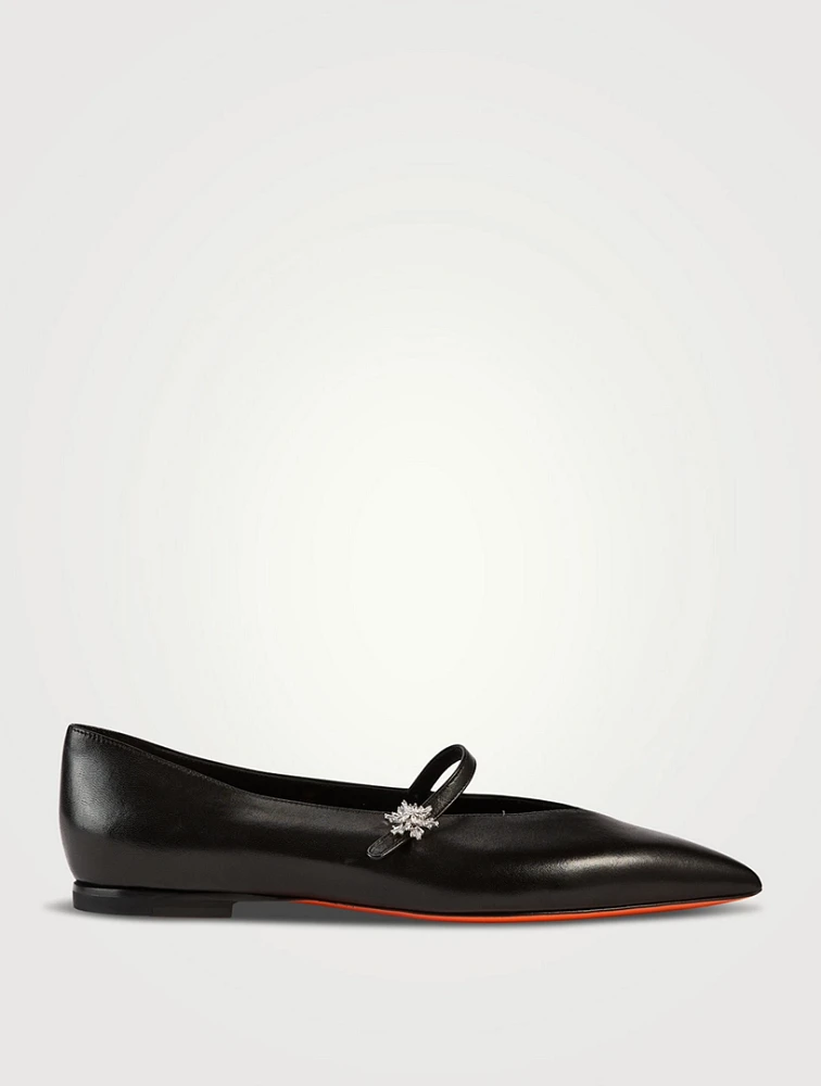 Leather Mary Jane Ballet Flats