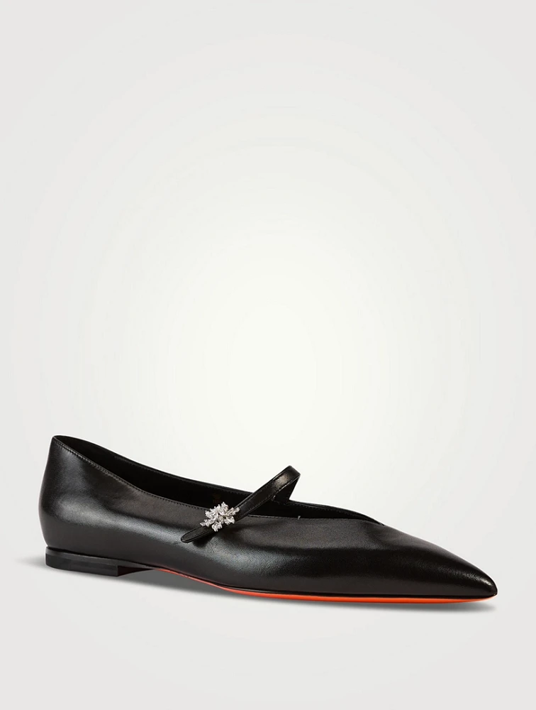 Leather Mary Jane Ballet Flats