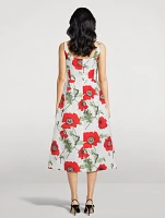 Faille Midi Dress Poppy Print