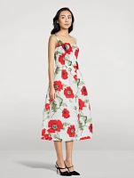 Faille Midi Dress Poppy Print