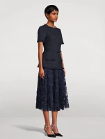 Tweed And Carnation Guipure Lace Midi Dress