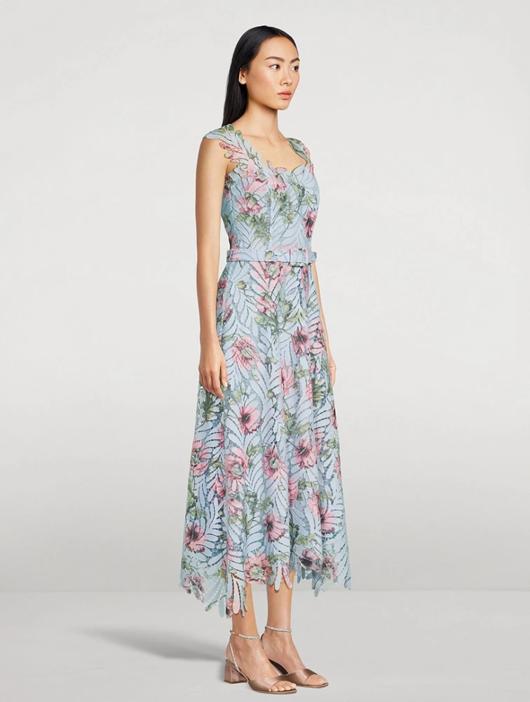 Fern Guipure Lace Midi Dress Poppy Print