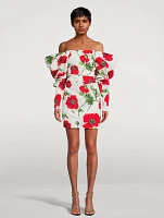 Off-The-Shoulder Cloqué Mini Dress Poppy Print