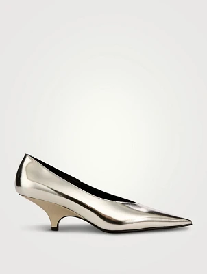 The Wedge-Heel Mirror Leather Pumps
