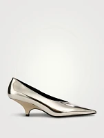 The Wedge-Heel Mirror Leather Pumps