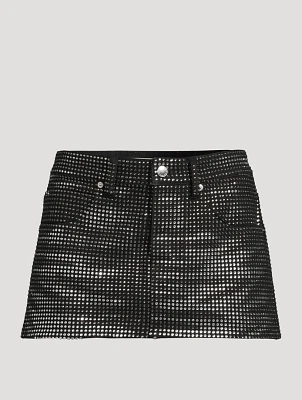 Crystal-Embellished Denim Mini Skirt