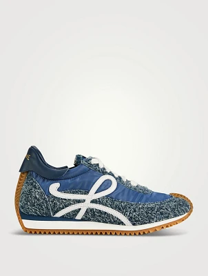 Flow Runner Nylon And Brushed Suede Sneakers